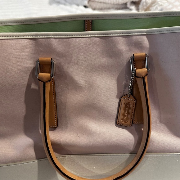 Coach Hampton Canvas &Leather Small Tote New Pink - Picture 2 of 11